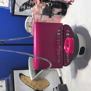 Marc Jacobs Party On A Chain - Fuschia Leather Clutch/ Crossbody + MJ Bracelet